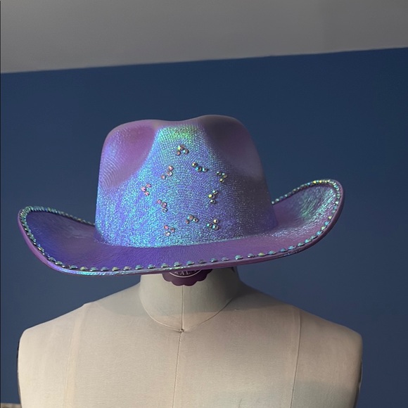 🤍Iridescent Rhinestone Purple Cowboy Hat - Picture 2 of 7